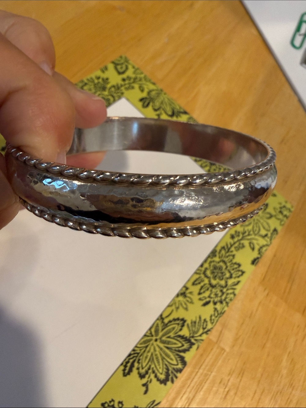 Brighton Silver-Tone Hammered Rope-Edge Bangle - Picture 4 of 6